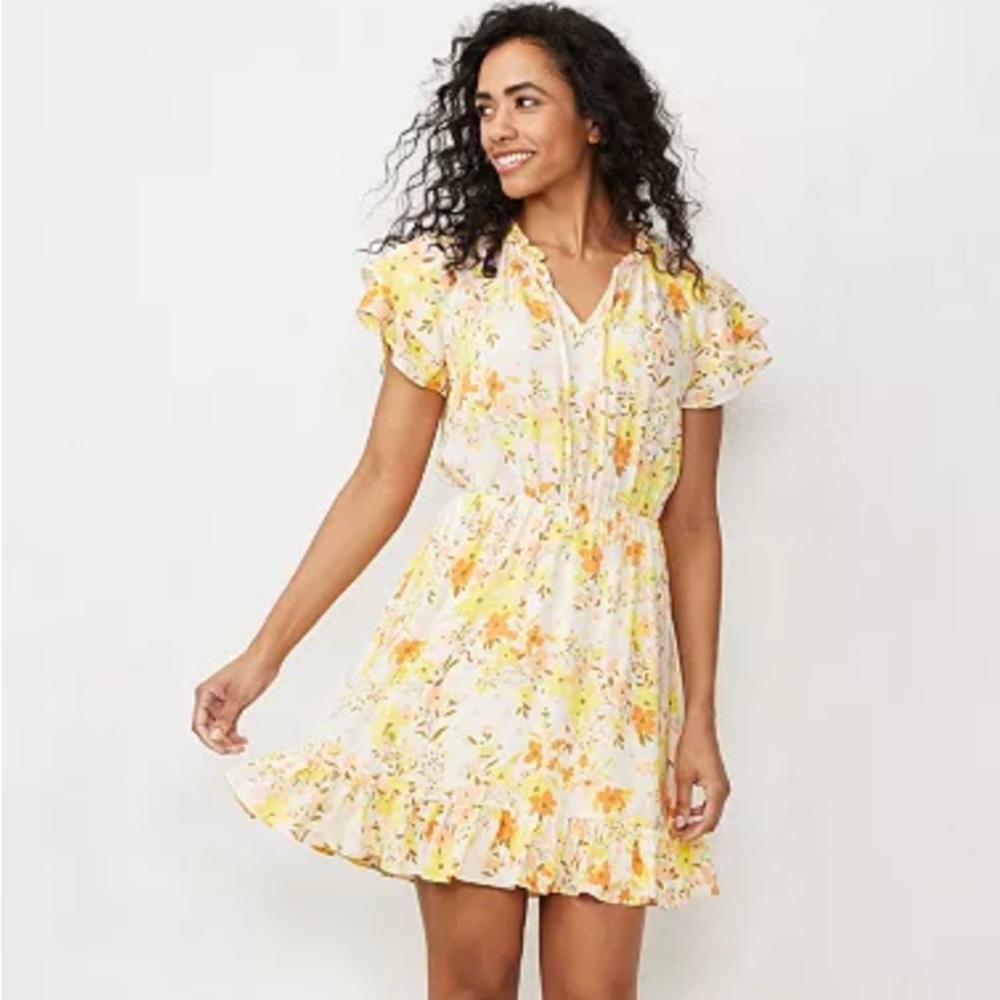 💛🧡LC Lauren Conrad Pleat Neck Dress size xs